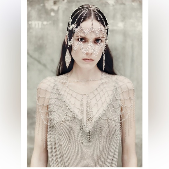 Zara Dresses & Skirts - ZARA METALLIC THREAD MESH DRESS LIMITED EDITION